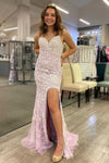 Elegant Lilac Mermaid Prom Dress with Lace Appliques