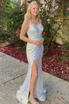 Stinning Mermaid White Sequined Prom Dress