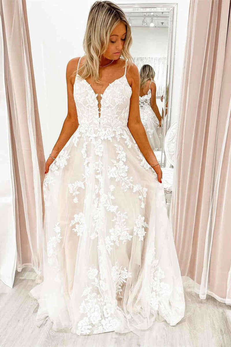 Elegant Tulle Appliqued Corset Bodice Wedding Dress
