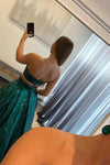 Emerald Green Sequins Two Piece Prom Dress with Pockets