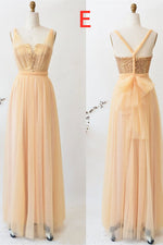 A-Line Champagne Tulle Mismatched Bridesmaid Dress