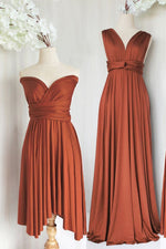 Simple Burnt Orange Satin Birdesmaid Dress