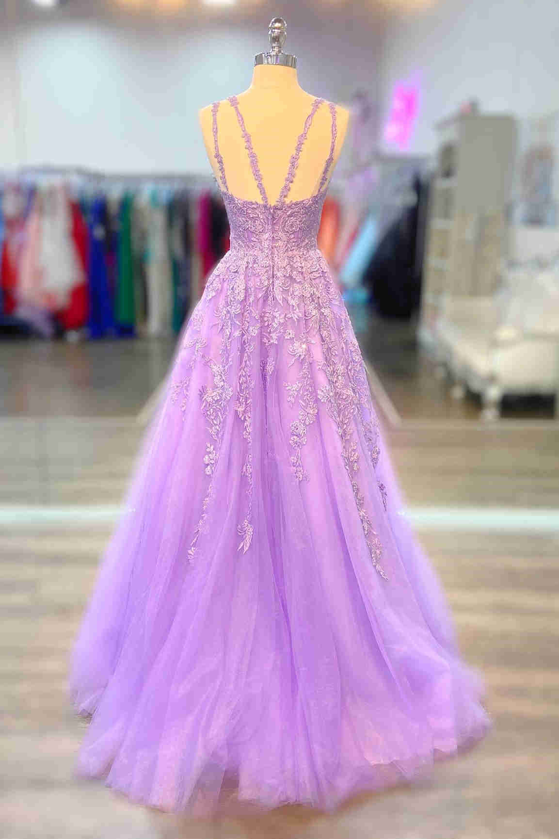 Gorgeous Lavender A-Line Long Formal Dress with Appliques – FancyVestido