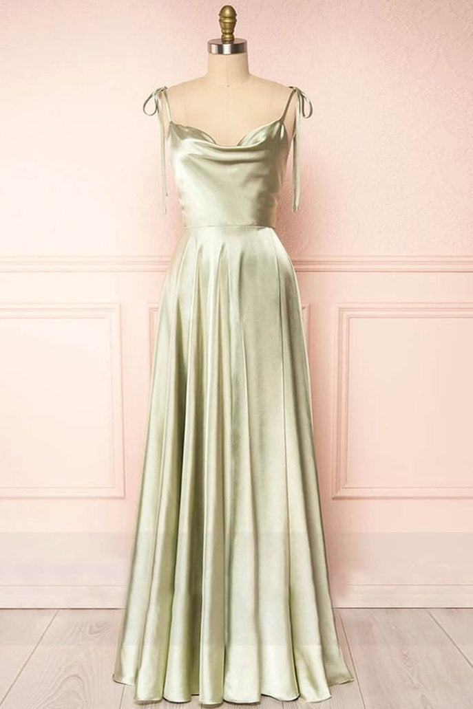 Simple Tie Shoulder A-Line Long Bridesmaid Dress FancyVestido Simple Tie Shoulder A-Line Long Bridesmaid Dress FancyVestido