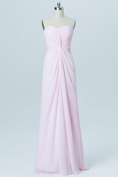 Sweetheart Baby Pink Ruched Bridesmaid Dress