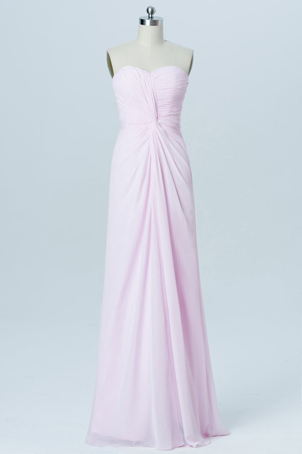 Sweetheart Baby Pink Ruched Bridesmaid Dress