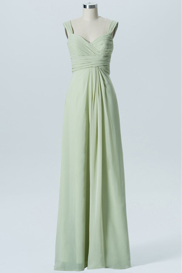 sage green wedding bridesmaid dresses Dusty Sage A-line Floor Length Mismatched Bridesmaid Dresses, Dress D