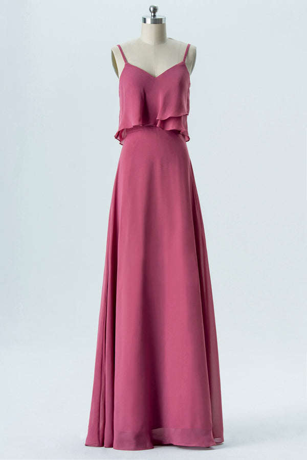 Straps Magenta A-Line Bridesmaid Dress FancyVestido Straps Magenta A-Line Bridesmaid Dress FancyVestido