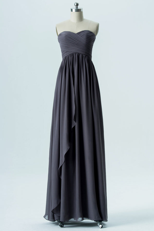 Sweet Grey Chiffon Long Bridesmaid Dress FancyVestido Sweet Grey Chiffon Long Bridesmaid Dress FancyVestido