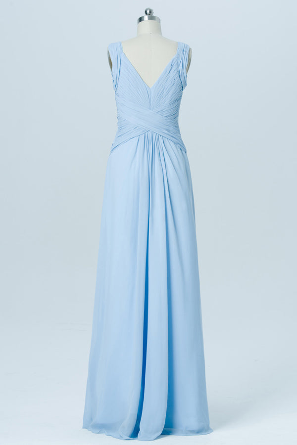 Light blue modest bridesmaid dresses deals