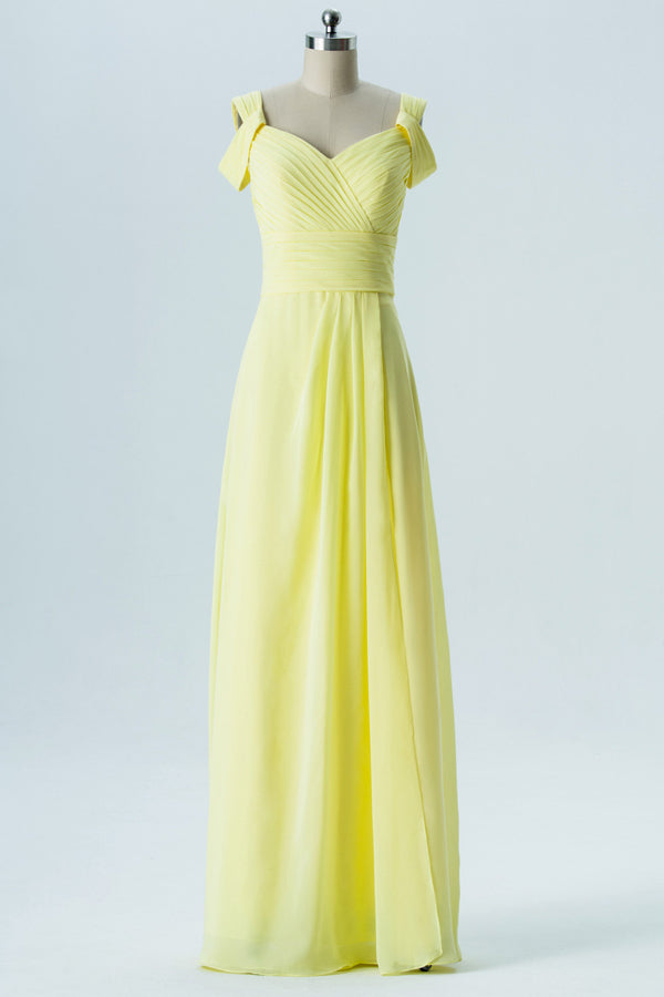 Cold Shoulder Backless Yellow Bridesmaid Dress – FancyVestido