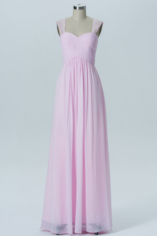 Sweeheart Pink Backless Chiffon Bridesmaid Dress