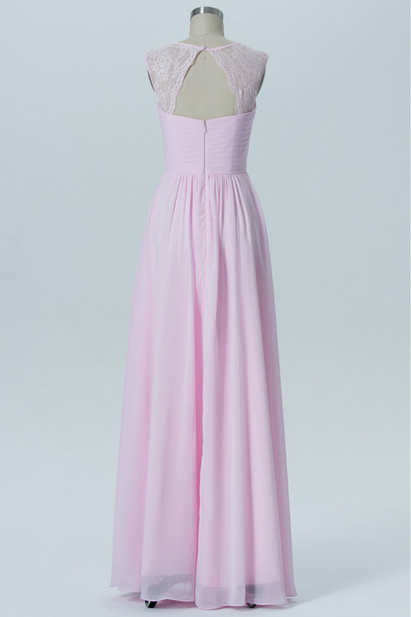 Sweeheart Pink Backless Chiffon Bridesmaid Dress