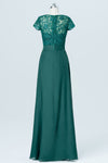 Lace Top Emerald Green Bridesmaid Dress with Short Sleeves