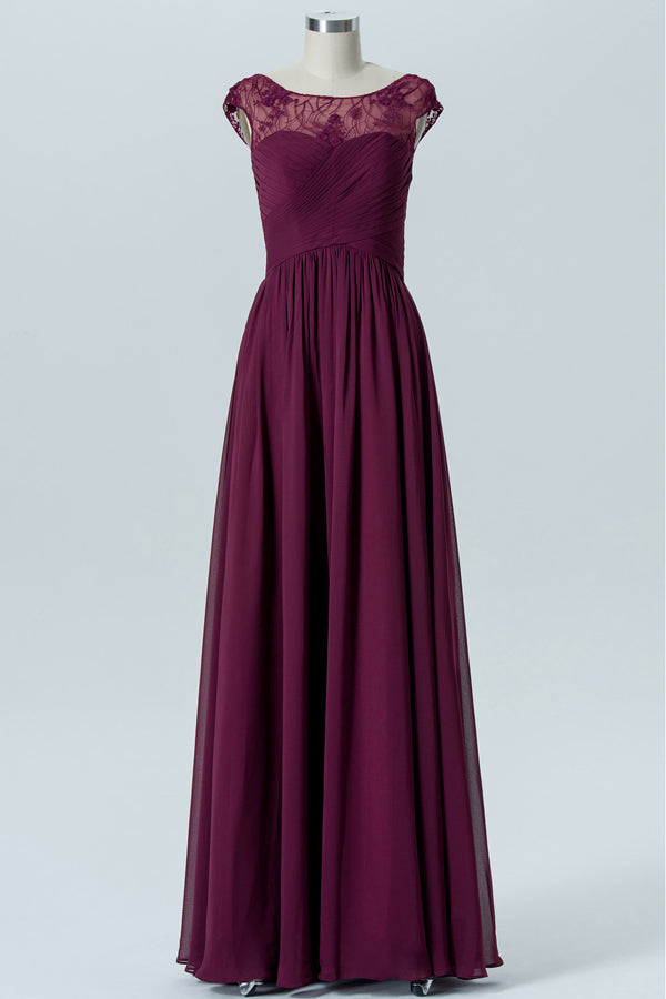knee length dresses for ladies Lace V-Back Burgundy Pleated Bridesmaid Dress – FancyVestido
