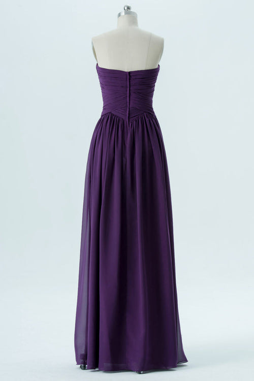 Sweet Purple Pleated Chiffon Bridesmaid Dress