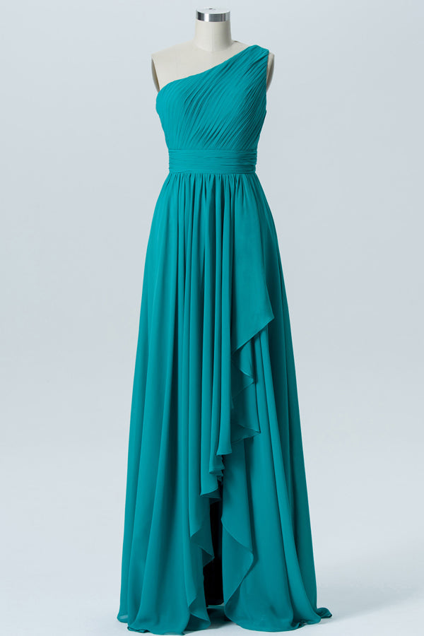 Tauquoise Floor Length Ruffled Bridesmaid Dress