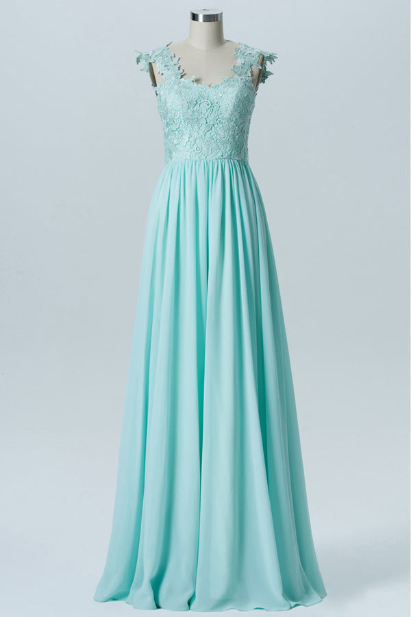 Backless Mine Blue Bridesmaid Dress with Lace Top FancyVestido Backless Mine Blue Bridesmaid Dress with Lace Top FancyVestido
