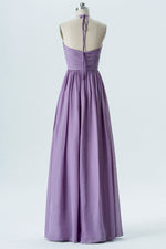 Halter Straps Lavender Chiffon Bridesmaid Dress