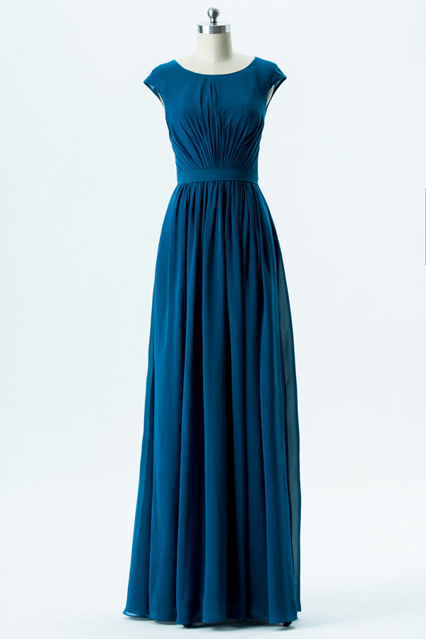 Long Chiffon Teal Pleated Bridesmaid Dress FancyVestido Long Chiffon Teal Pleated Bridesmaid Dress FancyVestido