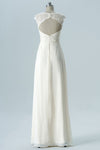 Backless Ivory Lace Top Long Bridesmaid Dress