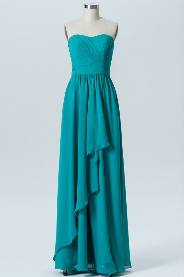 Sweetheart Tauquoise Chiffon Bridesmaid Dress with Ruffles