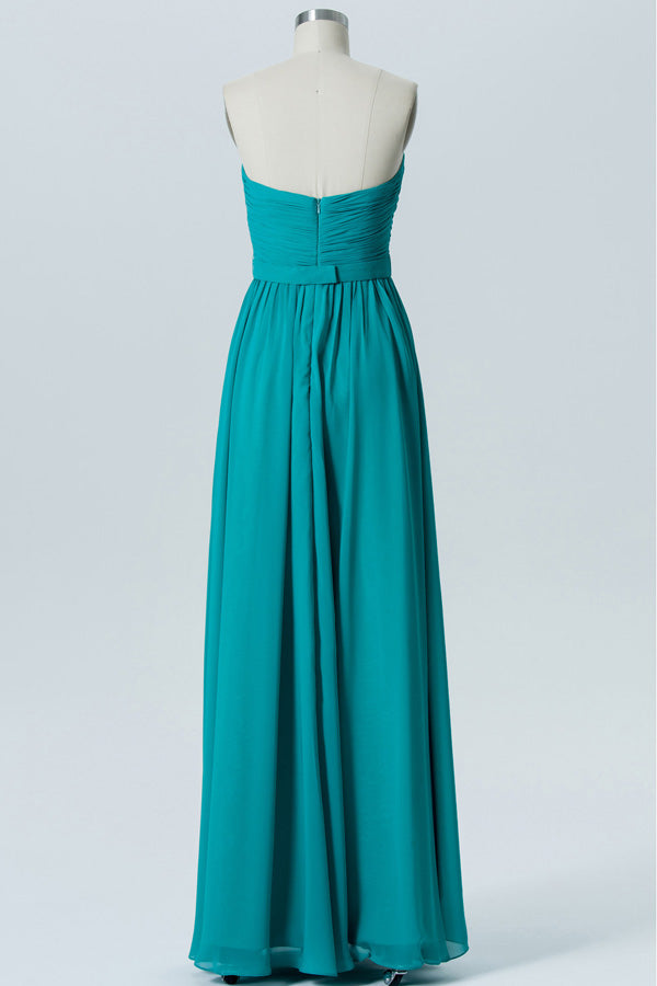 Sweetheart Tauquoise Chiffon Bridesmaid Dress with Ruffles