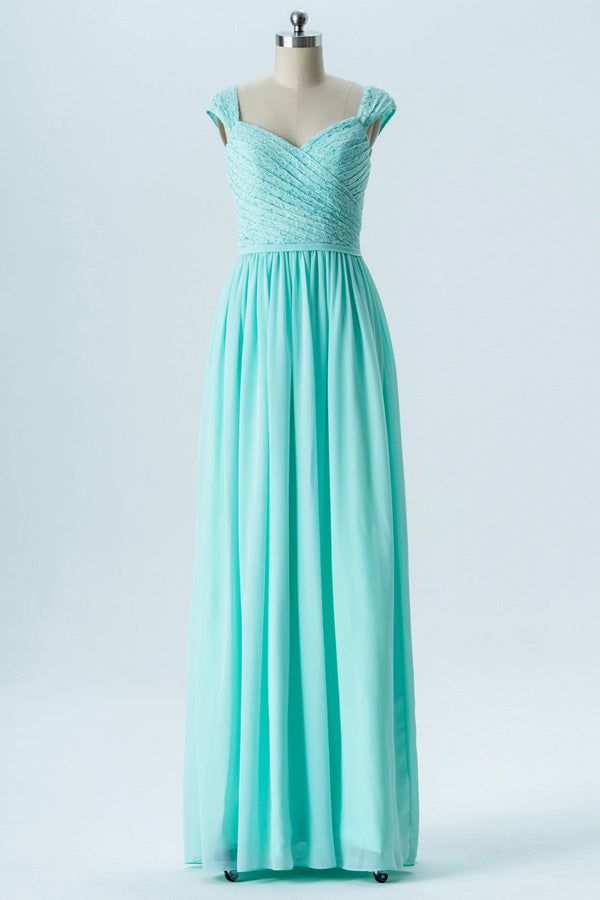 Mint Green Cap Sleeves Long Bridesmaid Dress FancyVestido Mint Green Cap Sleeves Long Bridesmaid Dress FancyVestido