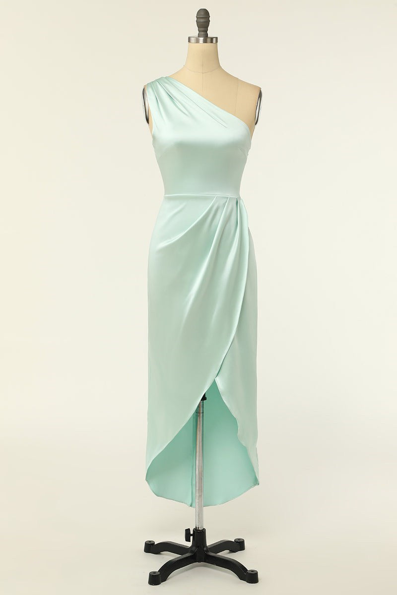 Tulip Hem Mint Green Satin Bridesmaid Dress FancyVestido Tulip Hem Mint Green Satin Bridesmaid Dress FancyVestido