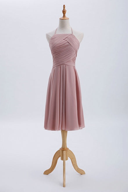 Chiffon Blush Pink Short Bridesmaid Dress