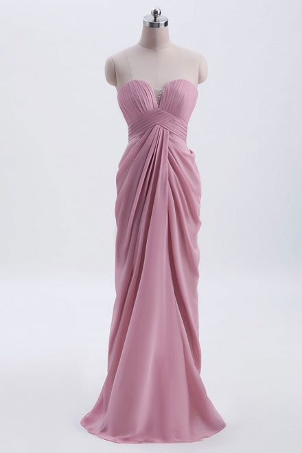 Sweetheart Dusty Rose Empire Long Bridesmaid Dress