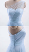 One Shoulder Sweetheart Ice Blue Bridesmaid Dress