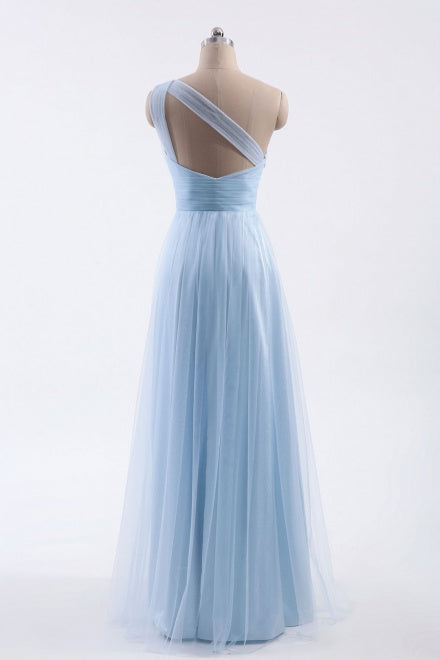 One Shoulder Sweetheart Ice Blue Bridesmaid Dress FancyVestido One Shoulder Sweetheart Ice Blue Bridesmaid Dress FancyVestido