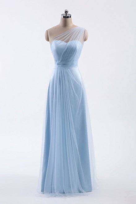 One Shoulder Sweetheart Ice Blue Bridesmaid Dress FancyVestido One Shoulder Sweetheart Ice Blue Bridesmaid Dress FancyVestido