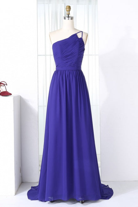 One Shoulder Straps Chiffon Bridesmaid Dress – FancyVestido