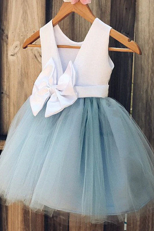 Cute Sage Green Flower Girl Dress with Bow FancyVestido Cute Sage Green Flower Girl Dress with Bow FancyVestido