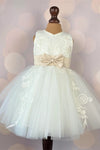 Ivory Lace Flower Girl Dress with Bow