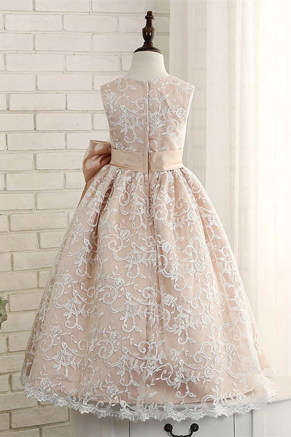 Champagne Lace A-Line Girl Party Dress