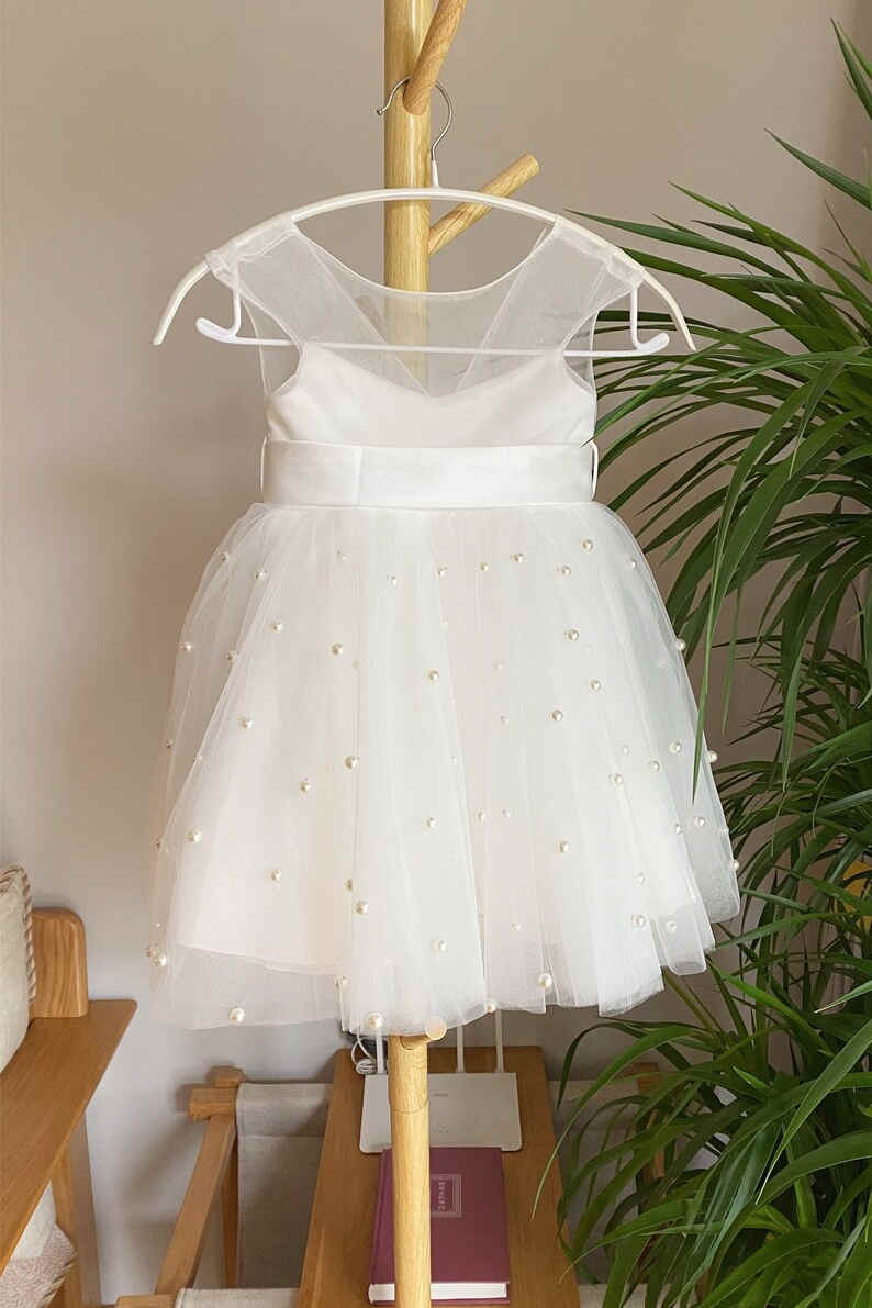 Adorable Ivory Toddler Dress with Pearls