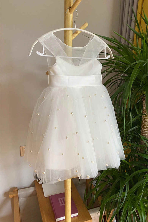 Adorable Ivory Toddler Dress with Pearls