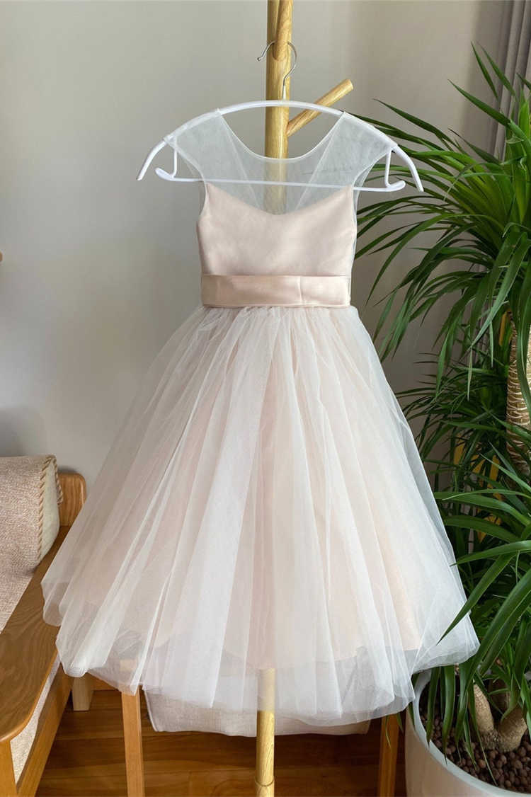 sachin and babi light blue dress Simple Champagne Tulle Long Prom Dress Tulle Evening Dress – Frisco Dresses main image 0