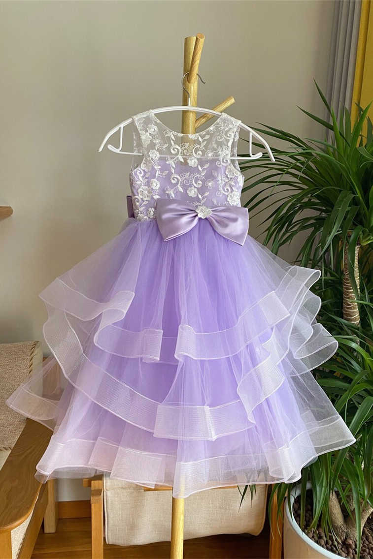 Princess Lavender Tiered Tulle Girl Party Dress FancyVestido Princess Lavender Tiered Tulle Girl Party Dress FancyVestido