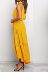 Summer Halter Yellow Polka Dot Print Dress