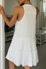 Bohemian White Stripe Midi Summer Dress