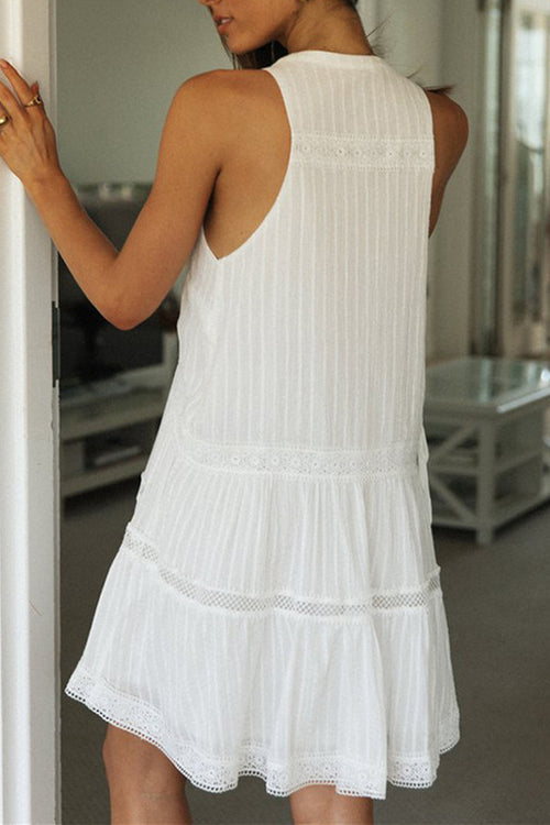 Bohemian White Stripe Midi Summer Dress