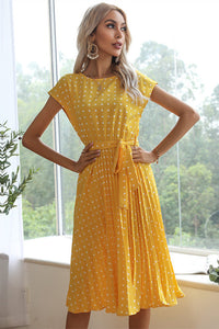 Navy Blue Polka Dot Long Summer Dress