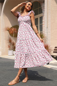 Backless A-Line Floral Summer Dress