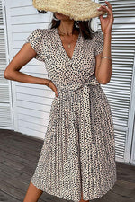 V-Neck Leopard Print Summer Beach Dress