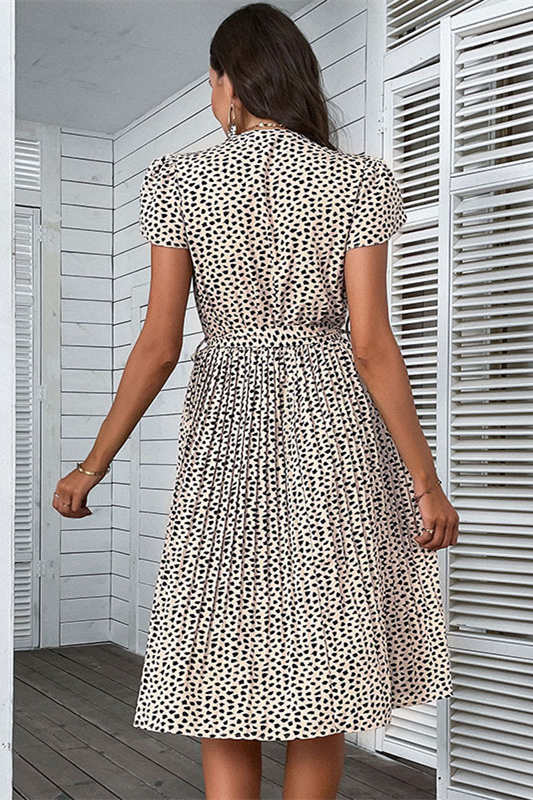 V-Neck Leopard Print Summer Beach Dress
