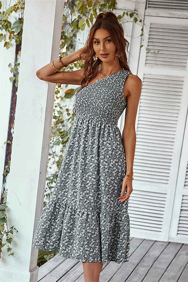 One Shoulder Floral Prince Summer Dress